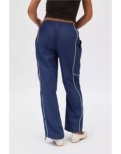 Hooever Women Parachute Pants Baggy Y2K Track Pants Elastic Waist Wide Leg Trousers Jogger Sweatpants4