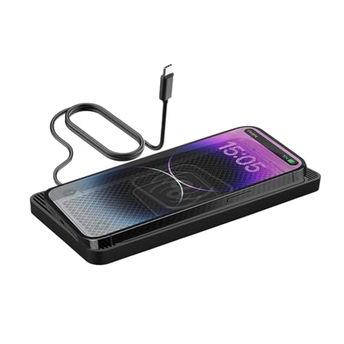 Almohadilla de carga inalámbrica – Alfombrilla de alimentación para coche, bandeja magnética inteligente de 15 W | Teléfono ultra delgado, cargador de inducción rápida, base de soporte de vehículo