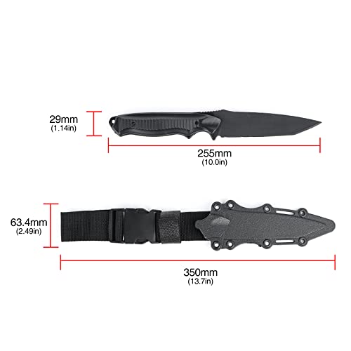 QIRUIMY Tactical Plastic Knife,Bendable Rubber Combat Knife with Sheath,Airsoft Military Training Enthusiasts CS Cosplay Dagger Model Dress Up Accessory (Black) - Image 2