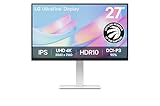 LG 27" 4K UHD Ultrafine™ Monitor (27US550-W), 3840 x 2160 IPS Display 5ms 60Hz HDR 10, Tilt/Height/Swivel/Pivot Adjustment DisplayPort, HDMI, White