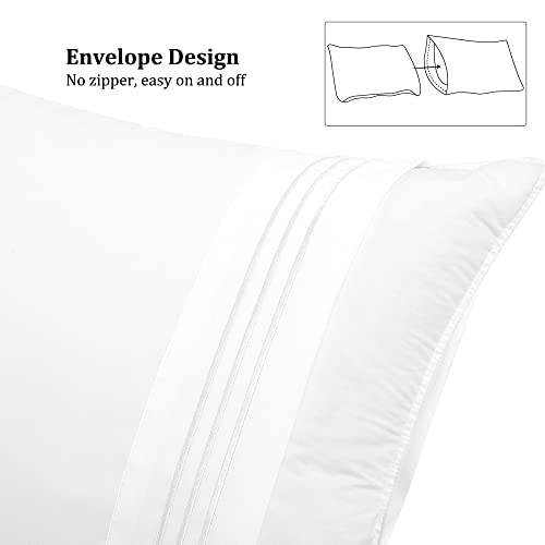 PiccoCasa Bolster Pillow Case Embroidery Brushed Microfiber Body Pillow Cover Case Envelop Closure Soft & Breathable for Long Pillow White 20"x54" (4ft 6in) - Image 3