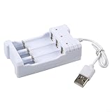 KHIronHive Akku-Schnellladegerät für AA AAA NiMH NiCd wiederaufladbare Batterien mit USB-Kabel, LED-Anzeige und Teleskop-Feder-Design, für 3/4-Slot-Haushalts-Netzteil und Computerladung (drei)