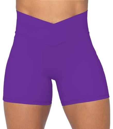 Image of Sunzel Crossover Biker Shorts for Women, No Front Seam V High Waist Yoga Workout Gym Shorts with Tummy Control | 4 Or 6-Inch Inseam, High Waisted, Tummy Control, Crossover Waist, Buttery Soft, No Front Seam, Squat Proof, Compression
