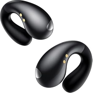 Boytond Ultra Open Ear Earbuds – Comfortable Clip-On Bone Conduction Earbuds, Over-The-Ear Open Headphones with Waterproof Build for Running, Gym Workouts, and Outdoor Sports, Obsidian Black
