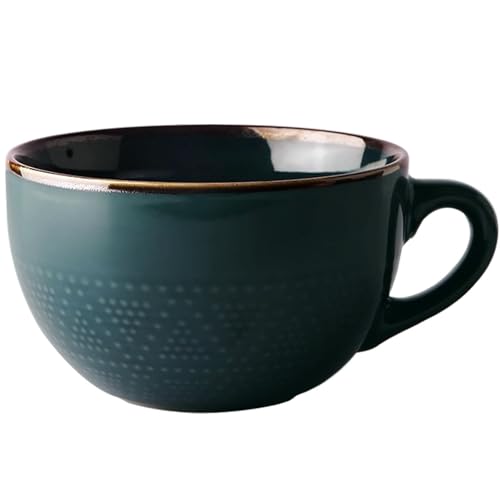 Arawat Large Mug 700ML Tea Mugs Ceramic Cappuccino Mugs Large Jumbo Cups Soup Bowl with Handle Coffee Mug Cereal Bowls with Spoon Coffee Tea Cereal Cup Porcelain
