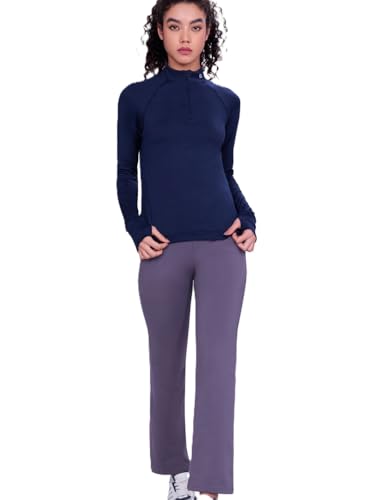 Image of Enamor Full Sleeve High Neck Medium Length Pull on Dry Fit T-Shirt for Women - Slim Fit - A310