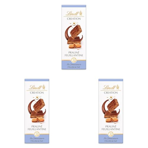 Lindt - Tablette Praliné Feuillantine CREATION - Chocolat au Lait, 110g (Lot de 3)