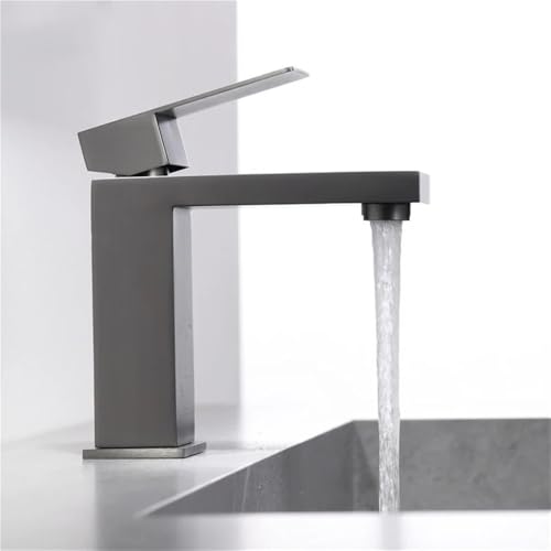 Grifo monomando para lavabo negro con control de agua fría y caliente 4