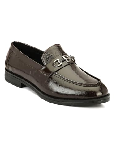Image of Inklenzo Men's Loafer Black Faux Leather Wedding Slip-On Block Heel Fashion Casual Shoes