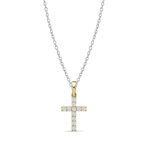 Dazzlingrock Collection Round White Diamond Classic Divine Cross of Jesus Pendant with 18 inch Chain for Women (Color I-J, Clarity I1-I3) in Solid Gold