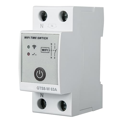Jadeshay Reloj Programador Piscina WIFI GTS8-W 220V Interruptor WiFi Inteligente DisyuntorInteligente WIFI Control Remoto de Casa Inteligente Compatible con TUYA App (2P-63A)