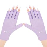 AIRSEE UV Gloves for Nail Lamp,Professional UPF50+ UV Protection Gloves for Manicures Nail Art,Fingerless Gloves That Shield Skin from The Sun and Nail Lamp (Purple)