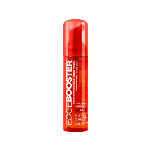 Style Factor EDGE BOOSTER Extra Strength Setting Mousse Travel Size Frizz Control Extra Volume and Conditioning 2.5oz Ruby Mousse for Curly Hair