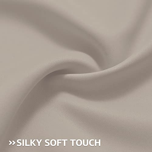 Image of COSVIYA Grommet Room Darkening Natural Curtains 63 inch Long for Bedroom | Light Blocking Insulated Thermal Curtains for Living Room, Blackout Thick Polyester Window Drapes,62x63 inches, 2 Panels