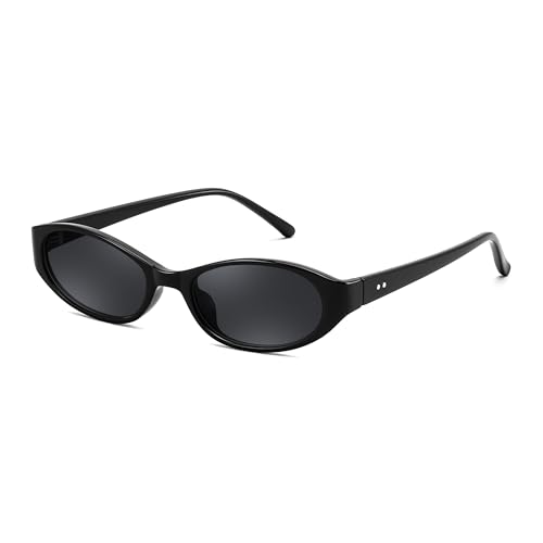 FEISEDY Retro Oval Womens Sunglasses Trendy Cat Eye Skinny Chic Narrow Y2K 90s Small Sunnies B9177