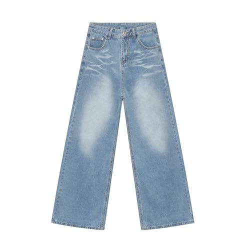 Men's Denim Jeans Korean Style Loose Straight Leg Casual Loose Daily Commuting Office Weekend Pants for Men