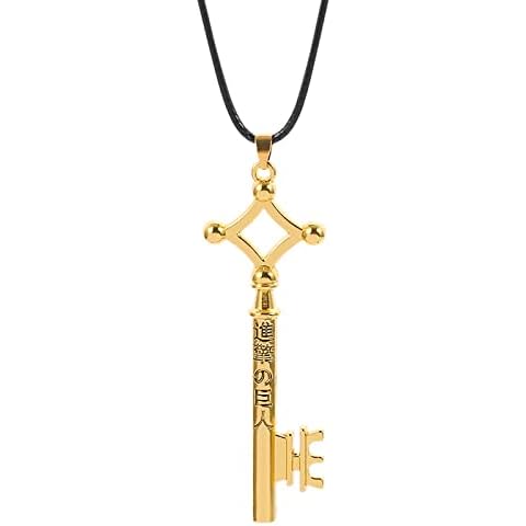 LINGNI Eren's Key Necklace, Anime Cartoon, Gold Metal Black Leather, Unique Fashion Jewelry for Women Girls Gift Charms, Jewelry Metal, 1PC Cover