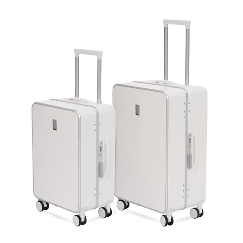 Image of SWISS MILITARY Black Gold Collection Hard PC Cabin & Check-in Luggage Trolley Set of 2 (55cm Small & 65cm Medium) Suitcase with TSA Lock, 360 Wheels, Ideal for International Travel (44L,70L) White