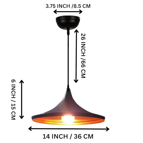 Image of GreyWings Black Aluminium Hanging Pendant Light for Ceiling, Wide Modern Indoor Lamp with, Decorative Light for Kitchen, Dining, Cafe (Big) Pack of 2