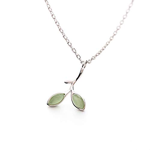 Collares de brotes de hojas de ópalo de plata de ley para mujer moderna