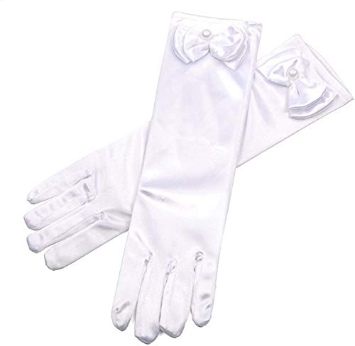 Image of FancyDressWale Girls Satin Long Gloves for Princess Dress Up Party With Bows