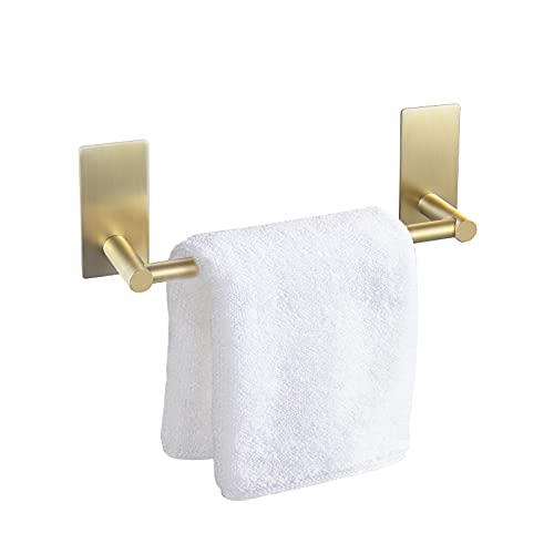 KES Adhesive Towel Bar 9-Inch Kitchen Towel Hanger Wall Mount No Drill SUS 304 Stainless Steel Brushed Gold, A7000S23-BZ
