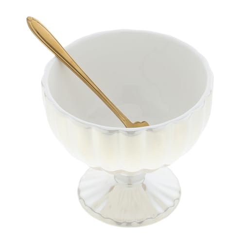 Cabilock Tazza in Ceramica Creativa Ciotola Alta Per Zuppa Tazza Da Dessert Da 340 Ml Con Cucchiaio Perfetta Per E Macedonia Di Frutta