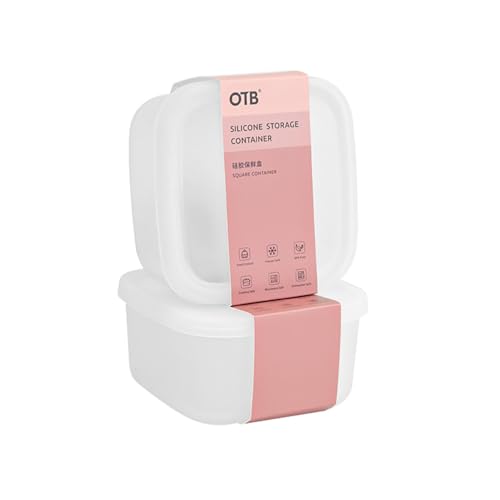 OTB Juego de 2 recipientes de silicona reutilizables, transparentes, anidados, sin fugas, sin BPA, herméticos, aptos para lavavajillas y congelador