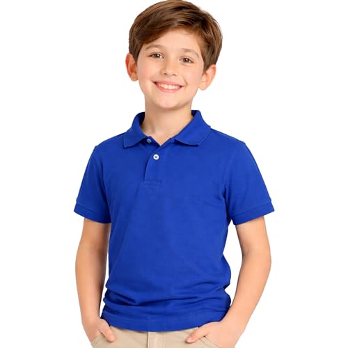 Image of Kids Boys Polo T-Shirt | Half Sleeves | Organic Cotton Rich Bio-Wash Fabric | Ultra Soft & Breathable | Regular Fit | Plain Solid Colour Casual Wear & School Uniform