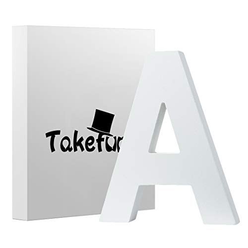 Takefuns Crafts White Wood Letter A Unfinished Letters Wooden Letters For Table Sign For Home, Nursery, Shop, Business Signs, Name,Festival Wedding Decoration,Colorable & Hangable（5.9"X4.7"X0.8"） #TOP4