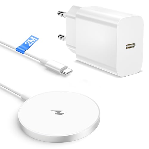 Cargador Inalambrico Phone 2M, 15W Cargador Phone Carga Rapida Inalambrico para Phones 16/15 Pro Max/15 Plus/15 Pro/15/14/14 Pro/13/12, Airpods3, Cargador mag- Safe Apple con 20W Cargadors USB C