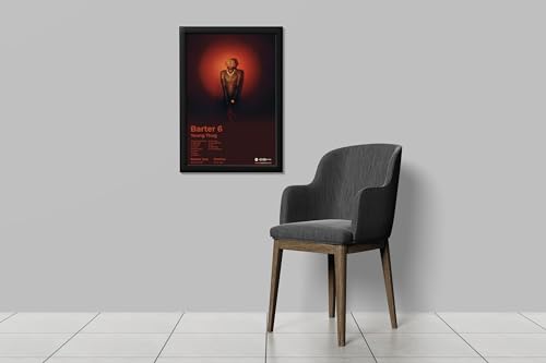 Image of BLINKART Young Thug - Barter 6 Wall Photo Frames | Wall Art for Bedroom, Living Room, Studio or Office | Album Cover Print with Spotify Song Link QR Code | Gift for Fans - 8x12 In