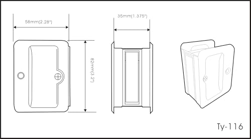 QCAA Premium Quality Solid Brass Rectangular Pocket Sliding Door Pull, Passage Function, 3-1/4''X2-1/4'', Satin Nickel, 1 Pack, Made in Taiwan by QCAA - Image 2