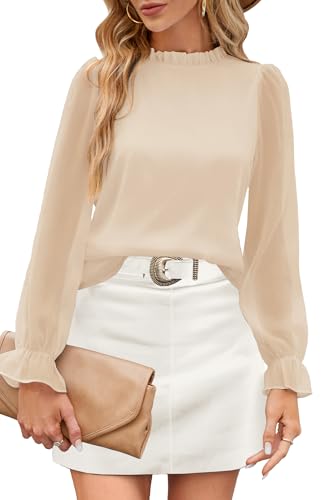 Image of Aifer Womens Blouses Dressy Casual Business Work Shirts Mock Neck Tops
