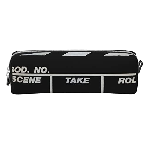 YINGD Federmäppchen, PU-Leder, Stifteetui, Retro-Schwarz, Film-Klappe, Schreibwaren-Tasche, Stiftehalter, Schreibtisch-Organizer, farbe, 7.7cm*7.7cm*20.5cm, Schulranzen-Set