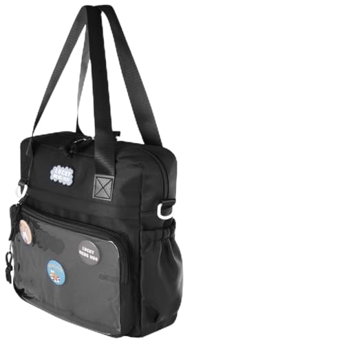 BOSREROY Black Anime Ita Bag, Terylene Cotton Crossbody Messenger Bag With Insert For Pins, Travel & Display