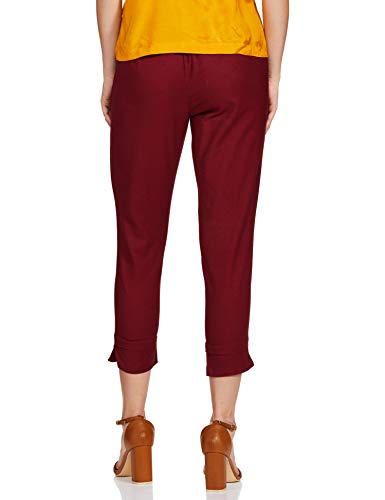 Image of BIBA Cotton Blend Solid Regular Casual Pants