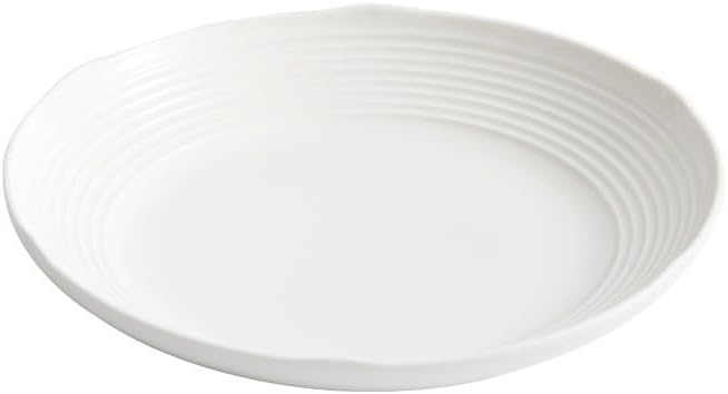 Ceramic plates,dessert plates,Plates Pure White Ceramic Horizontal Pattern Deep Plate Restaurant Salad Plate Dessert Plate Cold Dish Plate(7.8 Inch)