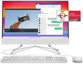 HP All-in-One 22" Desktop Computer, AMD Athlon Gold 3150U Processor, Radeon Graphics, 4 GB RAM, 256 GB SSD, Windows 11 Home ( 22-df0222, snow white)