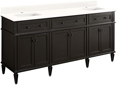 Signature Hardware 465106 Elmdale 72" Free Standing Double Vanity Cabinet Set with Mahogany Cabinet, Vanity Top and Rectangular Undermount Sinks - Single Faucet Hole