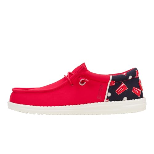 HEYDUDE Wally Funk Solo Cup, Mens Shoes, Men's Slip-on Loafers, Comfortable & Light-Weight Red/White/Blue
