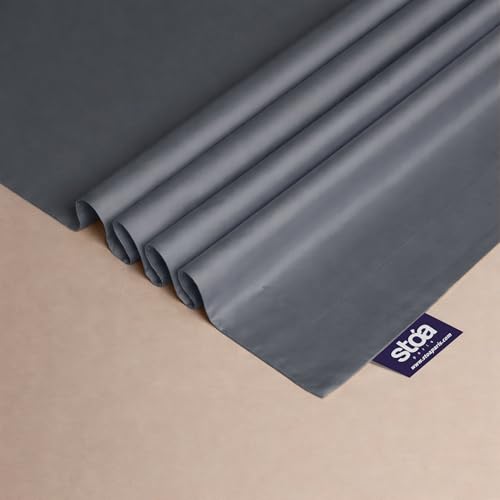 Image of Stoa Paris 350TC Luxstre Cotton Super King Flat Bedding Set for King & Double Size Beds with 2 Pillow Covers, 274cm x 274 cm Bedsheet, All-Season Comfort, Breathable, Home Decor, Panache - Grey