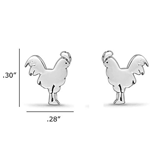 Boma Jewelry Sterling Silver Chicken Rooster Farm Animal Stud Earrings #TOP4