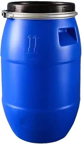 Large Food Grade Plastic Blue Storage Drum with Lid and Latch, Airtight Open Top Keg for Shipping & Industrial Use, Heavy-Duty Container for Liquids & Dry Goods