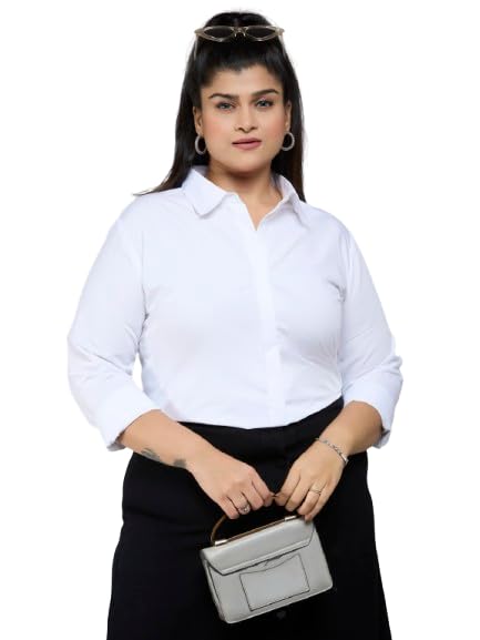 style quotient Plus Size Women Solid White Polycotton Formal Shirt-picture-28