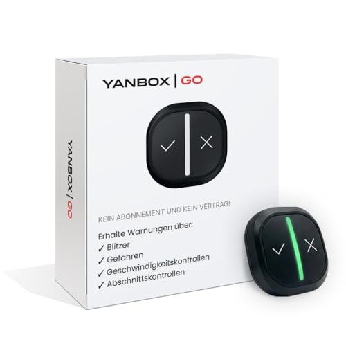YANBOX GO Smarter CO Driver fürs Auto, Echtzeit Warnungen vor Blitzern, Abschnittskontrollen,Gefahren und Unfälle, LED Lichtanzeige, wiederaufladbar, europaweit, App erforderlich, Android, iOS