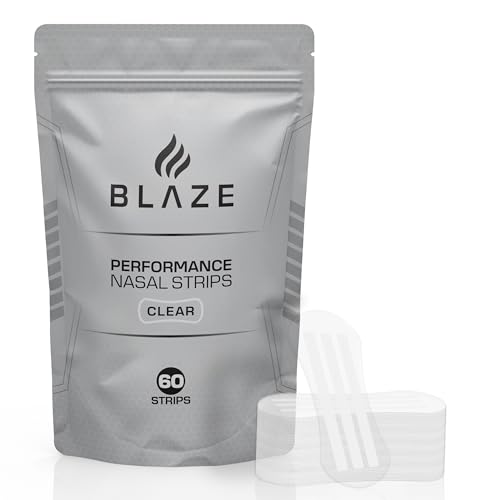 Performance Nose Strips for Breathing (60 Count) - Oil & Sweat Proof Adhesive - Athletic Nasal Strips for Snoring & Sleeping - Wide Body, Universal Fit, Extra Strength (Clear)