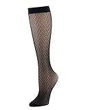 Natori Natori Women's Chevron Net Trouser Socks 2-Pack Black One Size