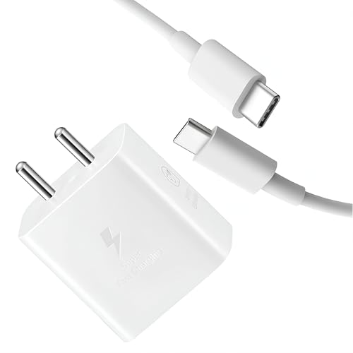 Image of 25W Gan Charger with Type C to C Cable Compatible with Samsung Galaxy M06 /M05 /M16 /M15 /M36 /M35 /A16 /F06 /A36 /M14 /F14 /A14 /M34 /F34 /F35 /S25 /S24 /S23 /Tablet /Pad /Super Fast Charging Quick Charge /White