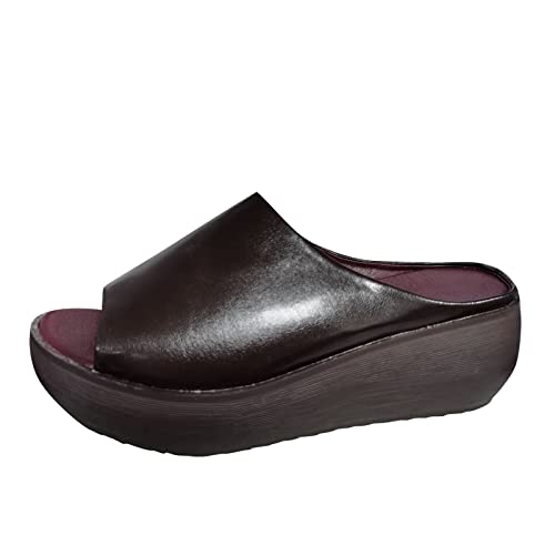 Zapatillas de ocio transpirables para mujer, a la moda, informales, al aire libre, gruesas, pantuflas para mujer, Brown, 39.5 EU